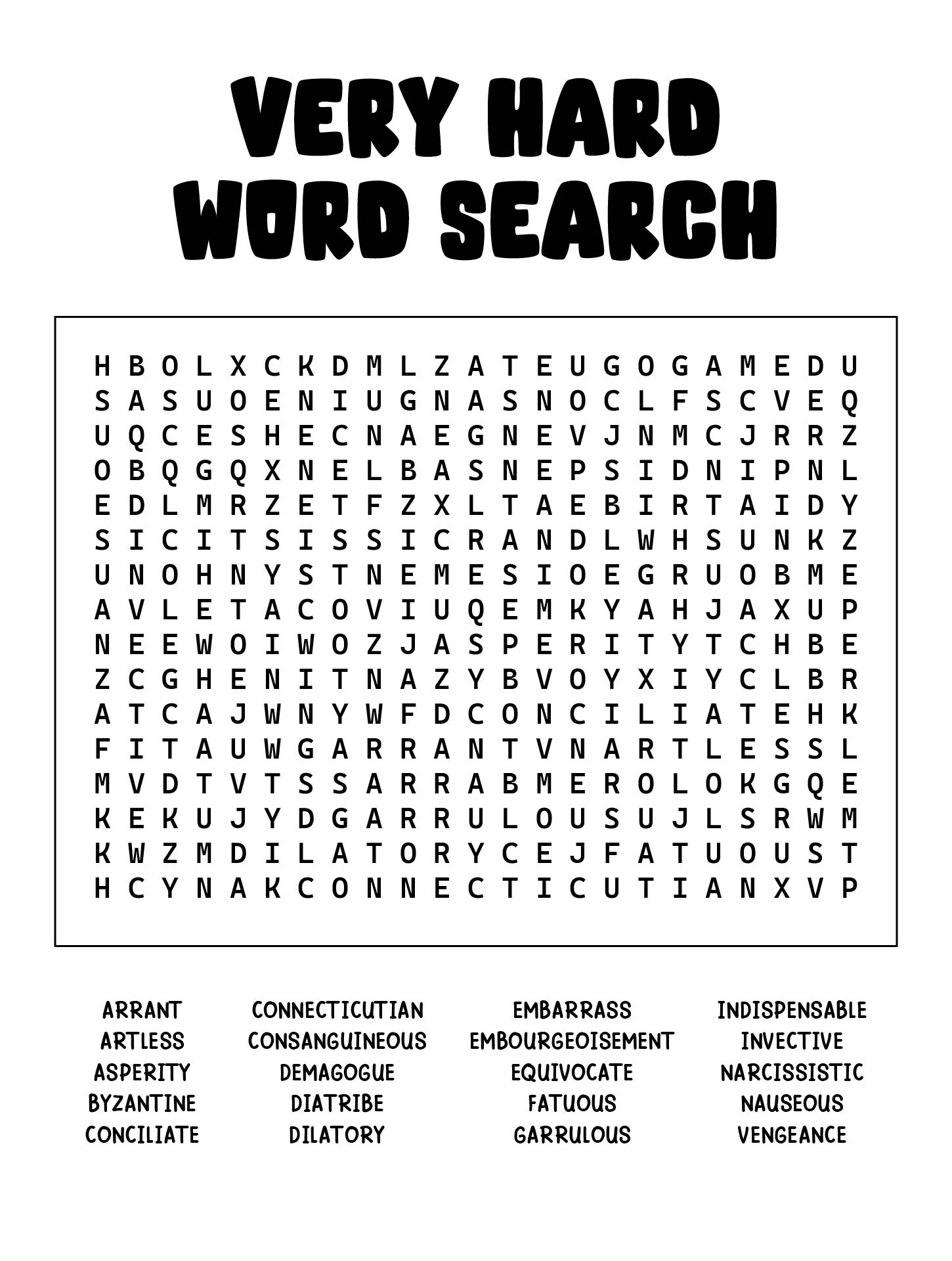 Very Hard Word Searches 10 Free PDF Printables Printablee