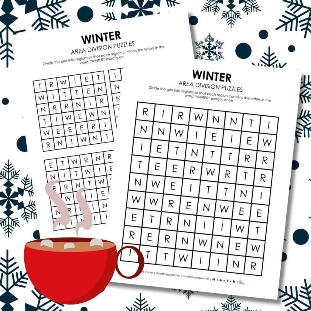 Winter Area Division Logic Puzzles Math Love