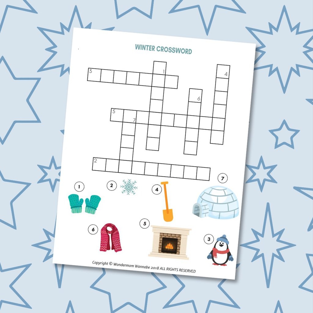 Winter Crossword Puzzle For Kids