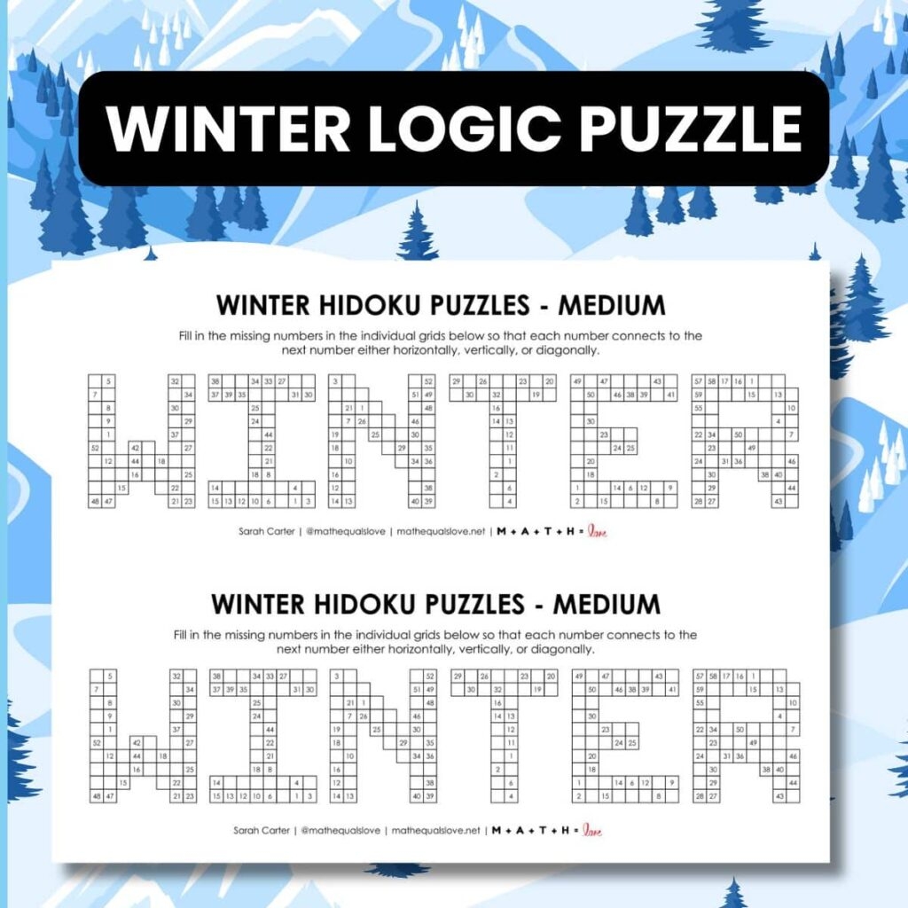 Winter Logic Puzzles And Games Math Love