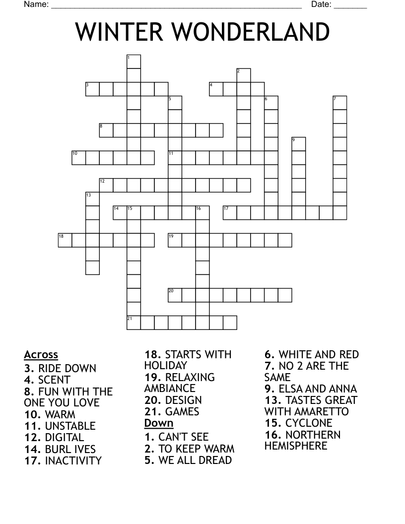 WINTER WONDERLAND Crossword WordMint