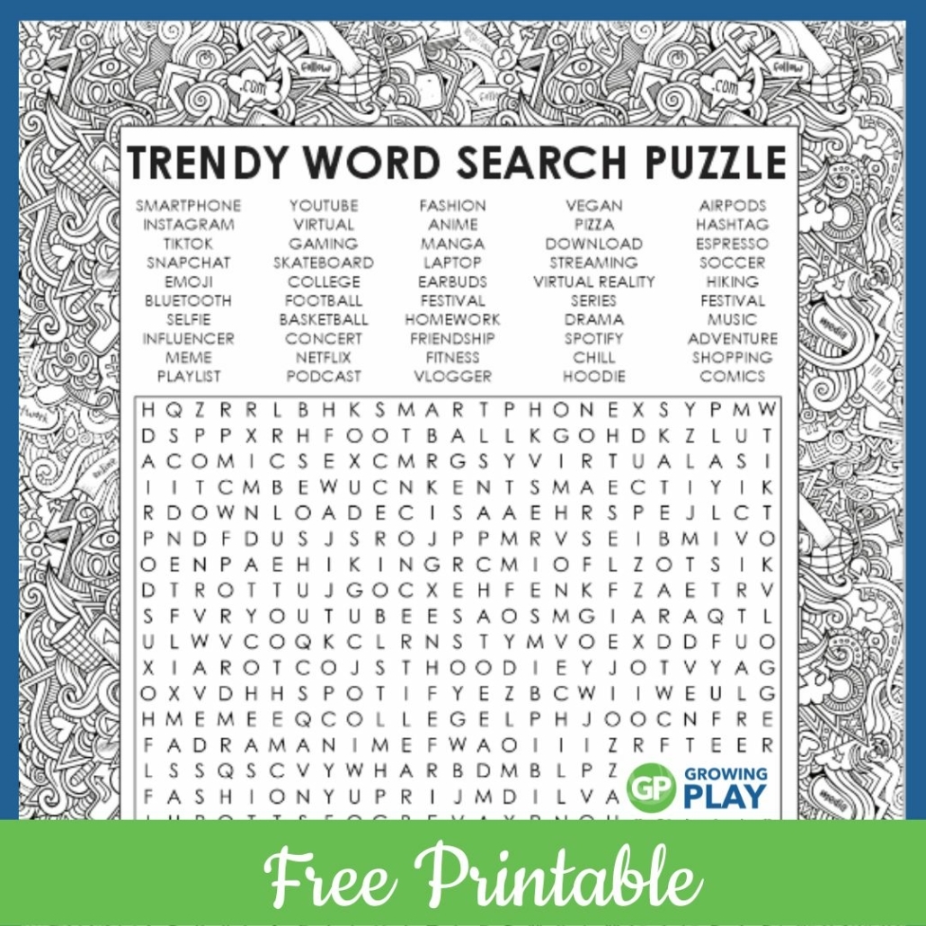 Word Search For Teens Free Printable Puzzle Growing Play