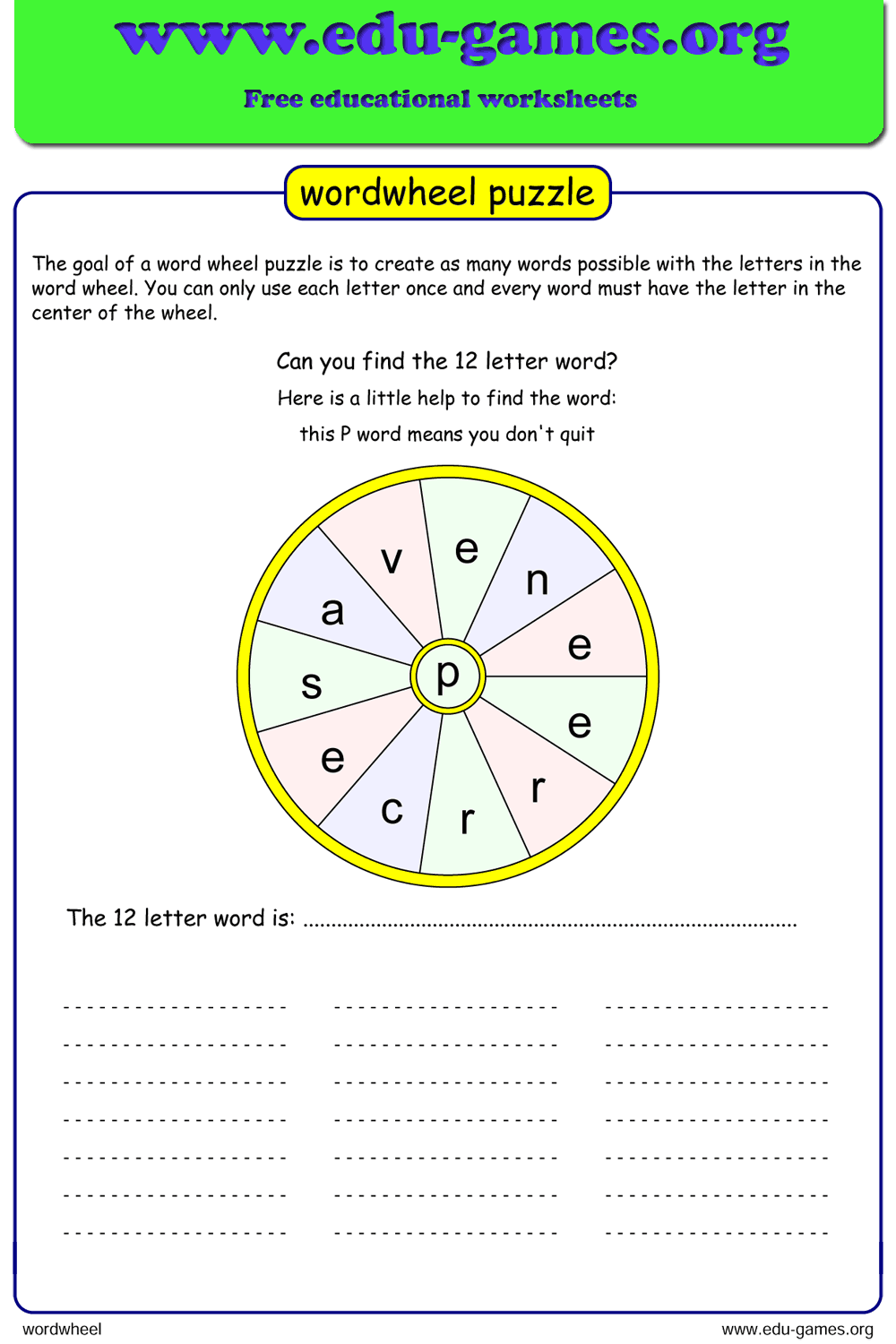 Word Wheel Printable Puzzle Maker With Answers